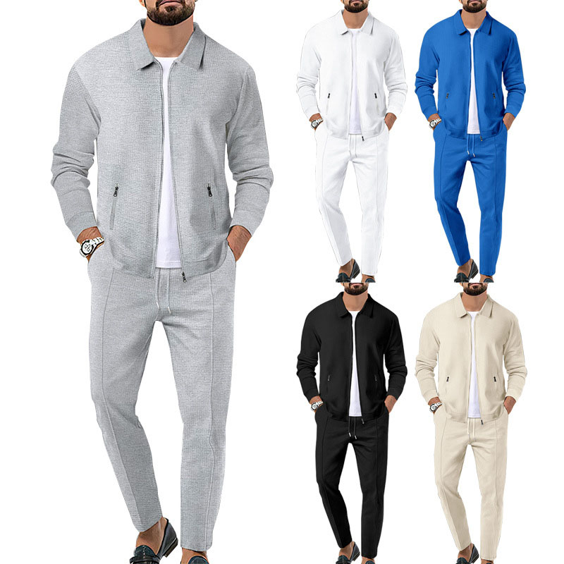 New Mens Casual Set Spring Autumn Fashionable Long Sleeved Pants Two-piece Set Cardigan Menswear golf wear trackssuits