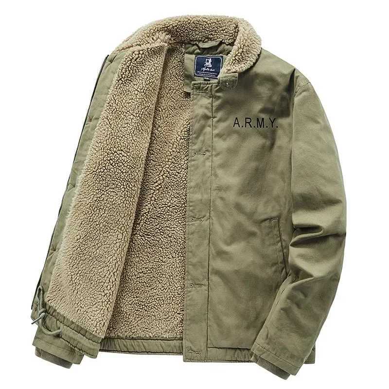 Fashion Men's Down Parkas Casual Parkas for Men Plus Size Men Clothing Men's New Winter Thickened Fur Collar Plus Fleece Tooling Pilot Jac