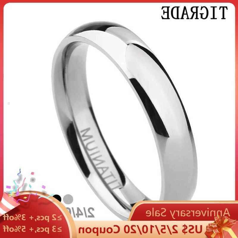 TIGRADE Band Rings 2/4/6/8mm Mens Wedding Band Polished Women Titanium Simple Engagement Classic Rings Black Silver Color Lady anel 3-15T260922