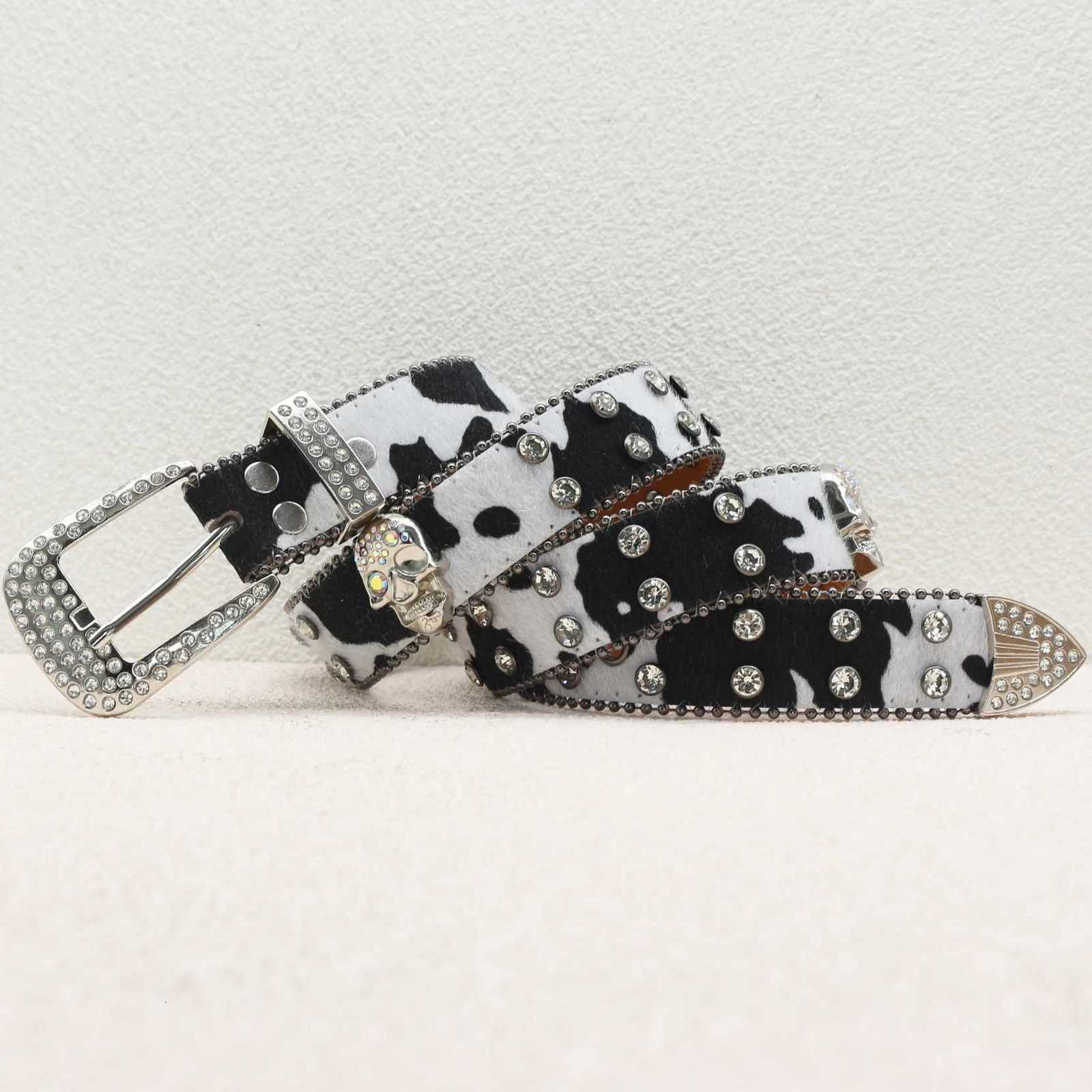 Belts Men's and Women's Y2K punk Style Belts Cow Grain Rivet Personalized Belts Sparkling Rhinestone Skull Belts Durable Belts. Q260921
