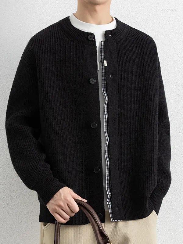 Maglione cardigan lungo lavorato a maglia autunnale da uomo versione coreana del cappotto di personalità in cashmere per giovani fuori D48