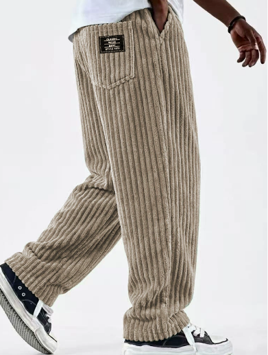 Designer Style New Arrival High Quality Men's American Retro Corduroy Striped Casual Pants Loose Straight Leg Elastic Waist Drawstring Trousers