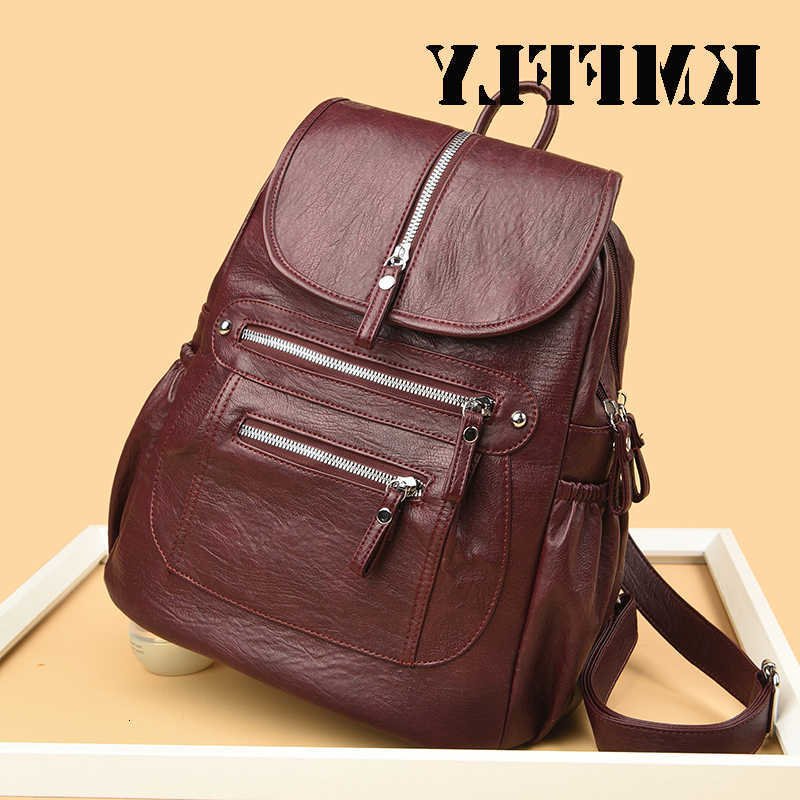 Backpack Backpacks Casual Backpack Style High Quality Bagpack Soft Leather Women Large Capacity Shoulder School Bags Back Pack Girls H260922