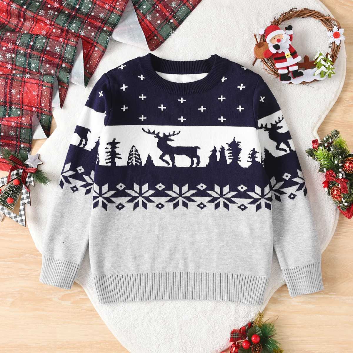 Boys' Christmas reindeer contrasting Pullover sweater pullover for spring autumn winter C260921