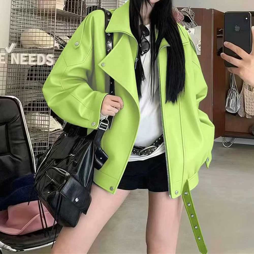 locomotive American fashion leather jacket women's autumn 2026 new loose versatile retro leather jacket foreign style C260921