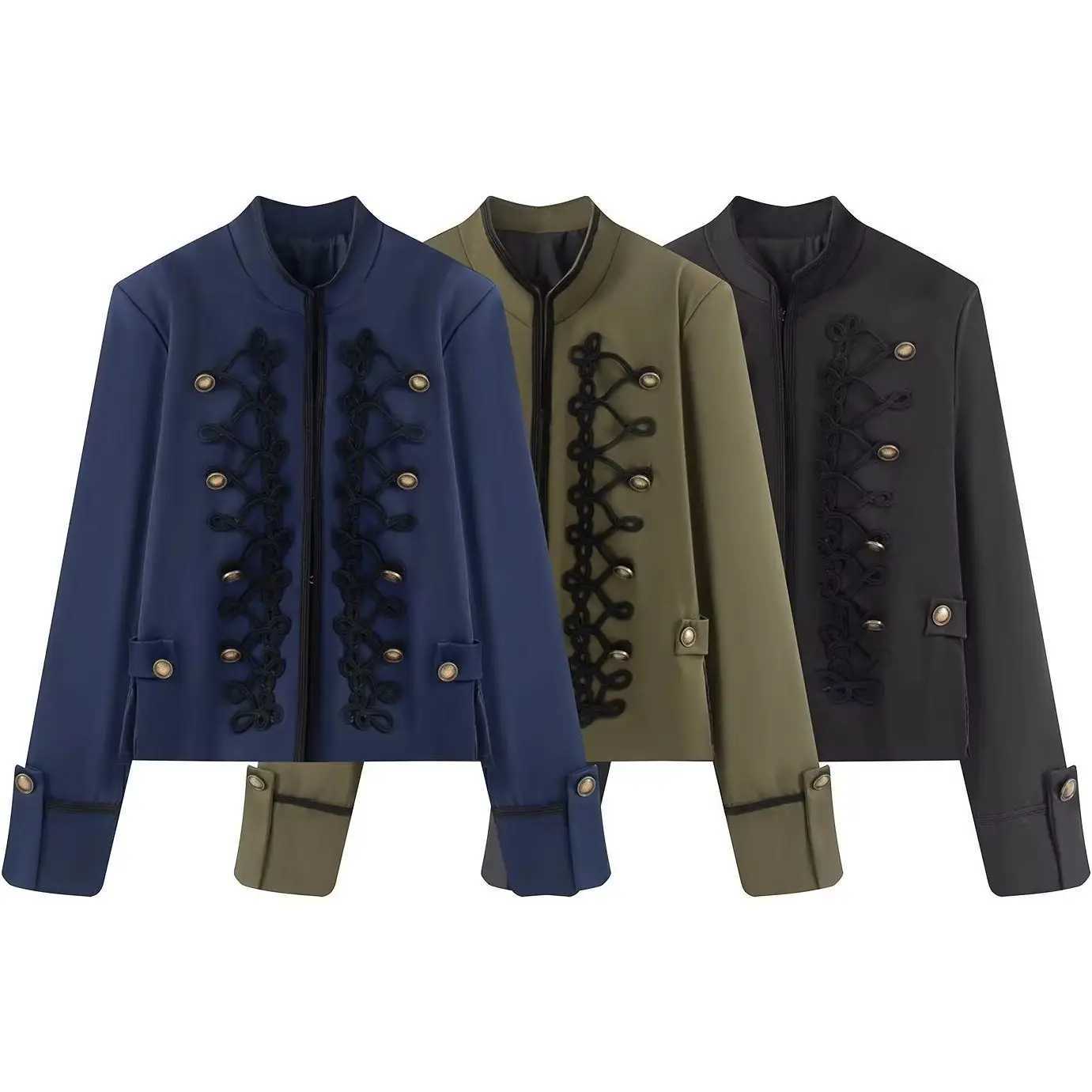 Women's Jackets 2026 Autumn Winter Women's Elegant Golden Button Decoration Jackets Blazers Lady Vintage Chic Slim Party Streetwear Short