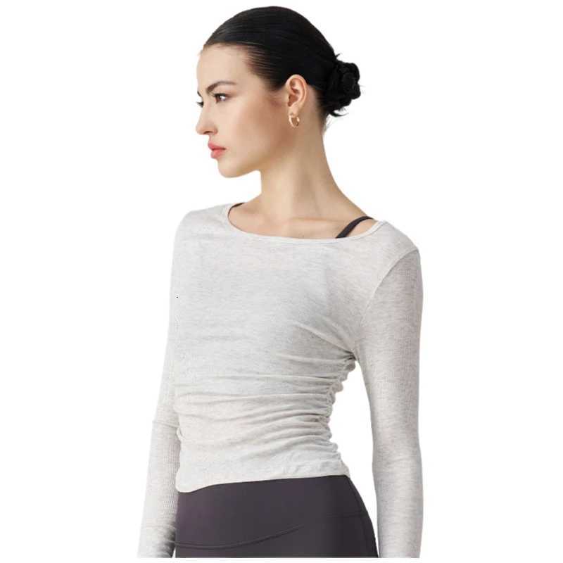 Thermal Underwear Women's Nude Yoga Long Sleeves Modal Ribbed T-Shirt Wear Slim Sports Top for Women with Finger Coats Fitness TopsC260922