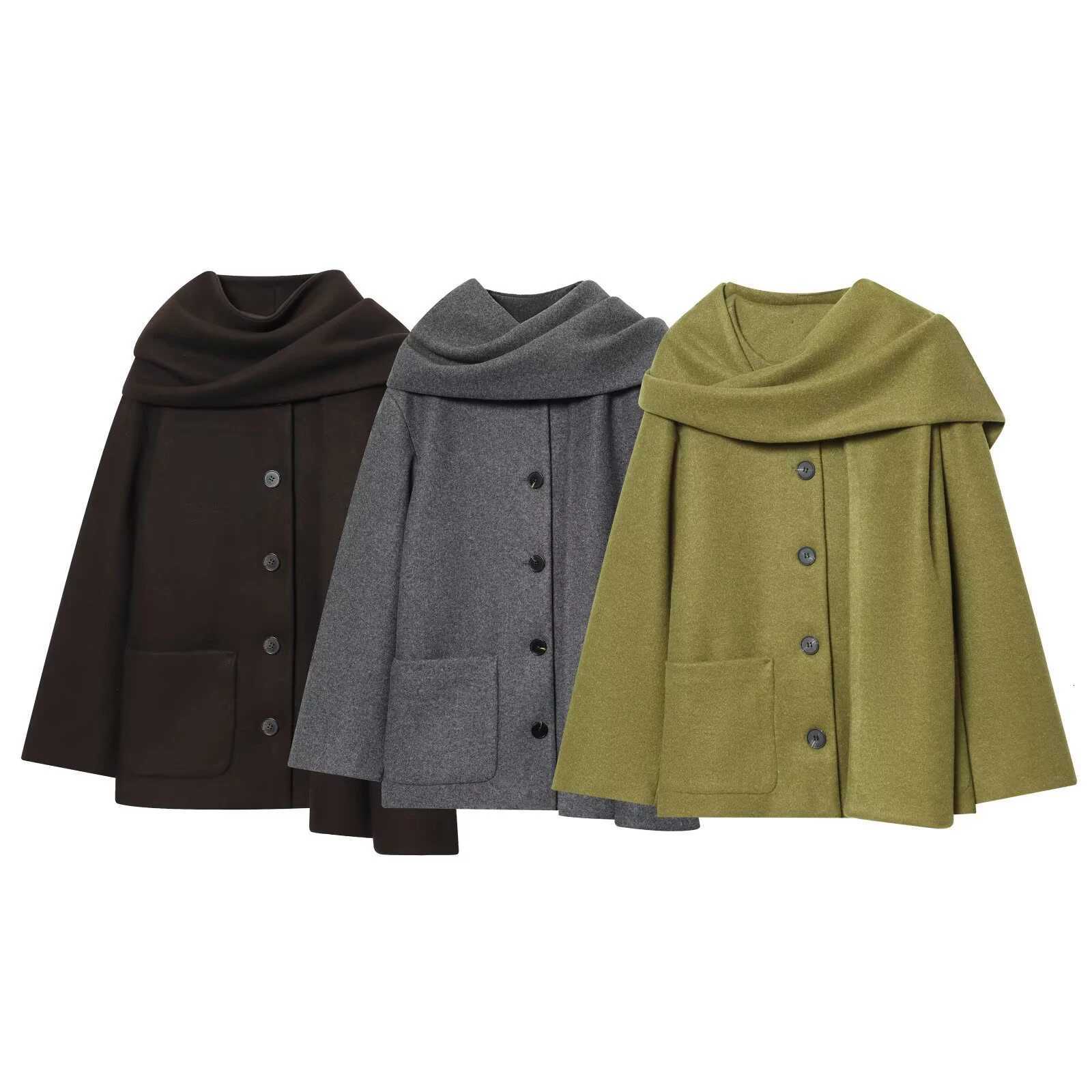 Women's Jackets European and American style autumn new women's clothing casual temperament simple scarf design jacket British style navy c