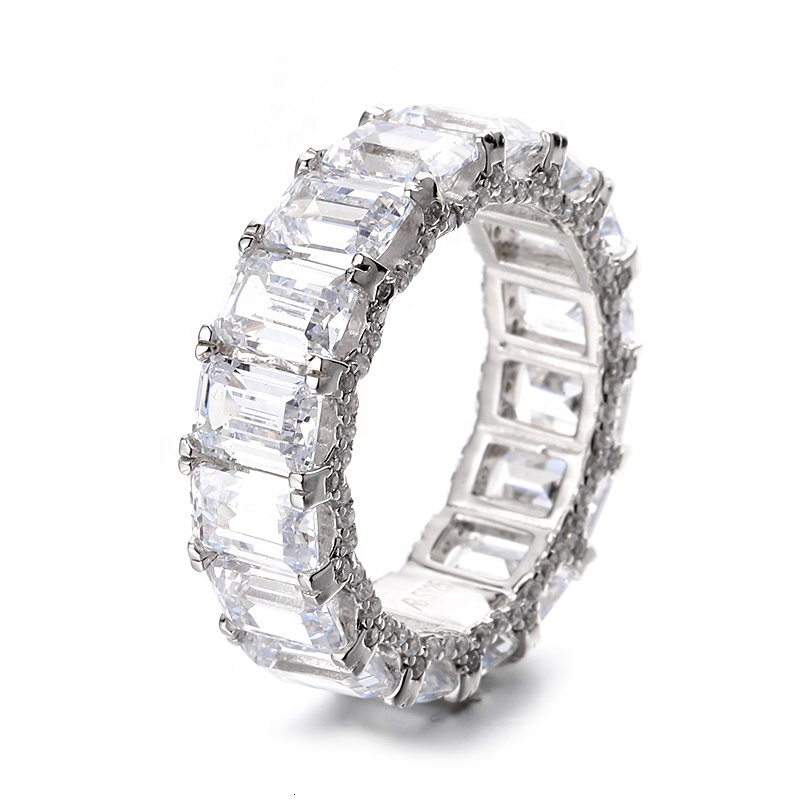 On Sale Classic S925 Sterling Silver VVS Moissanite Rhodium Plated Eternity Band Ring for Women Wedding Fine Jewelry 2025