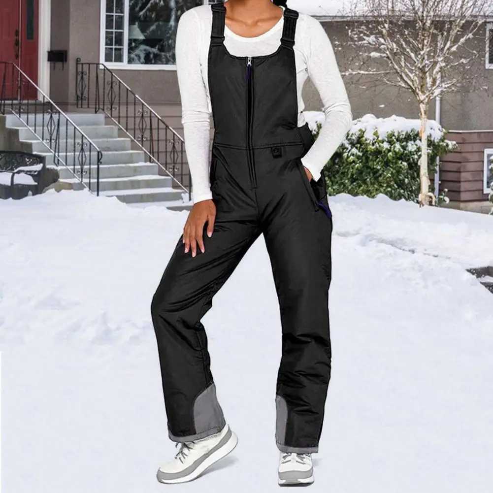 Insulated Ski Pants Unisex Jumpsuit Waterproof Ski Bib Overalls with Zip-up Front Closure Windproof Winter Snowboarding Pants R260921
