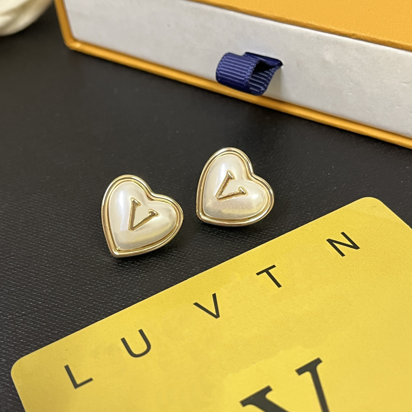 Romantic Heart Shaped Gold Plated Letter White Enamel Designer Earrings Luxurious High End Gift Suitable For Womens Commuting And Dating Paired With