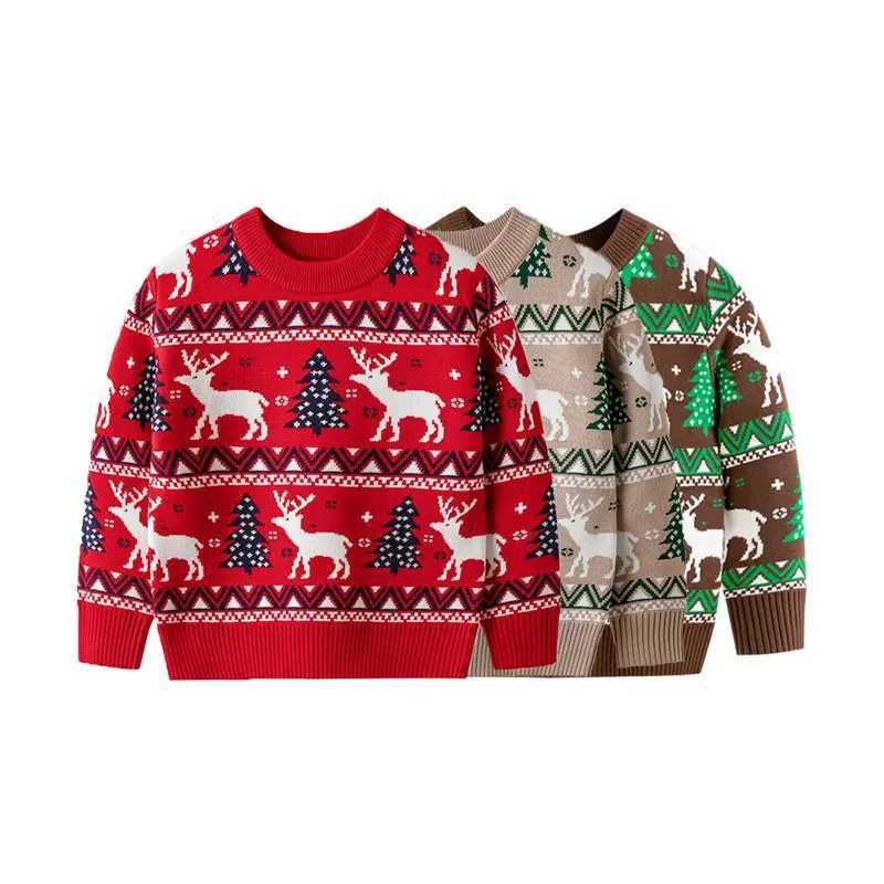 Reindeer Christmas Pullover Sweater Lovely Winter Boy Girl Pullover Knitted Clothing Casual Clothing Long sleeves Knitwear Children Top C260921