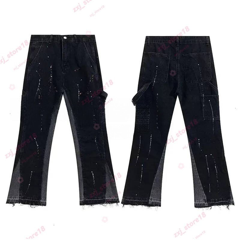 Trendy High Street Gallerylly Mens Jeans Pants Fashion Designer Jeans Slim Blue Denim Flared Pants Pant Youth Rivet Print Patch White Jean Embroider