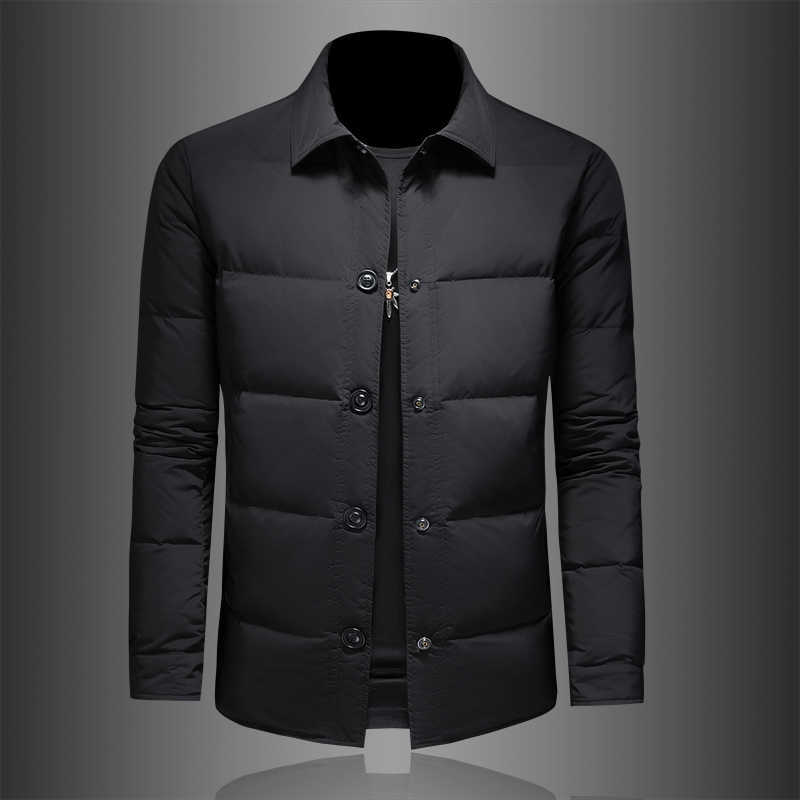 Down Parkas Minglu White Men's Duck Down Men's Jackets Autumn Winter Solid Color Single Breasted Casual Down Male Coats Man Overcoat 4XL C