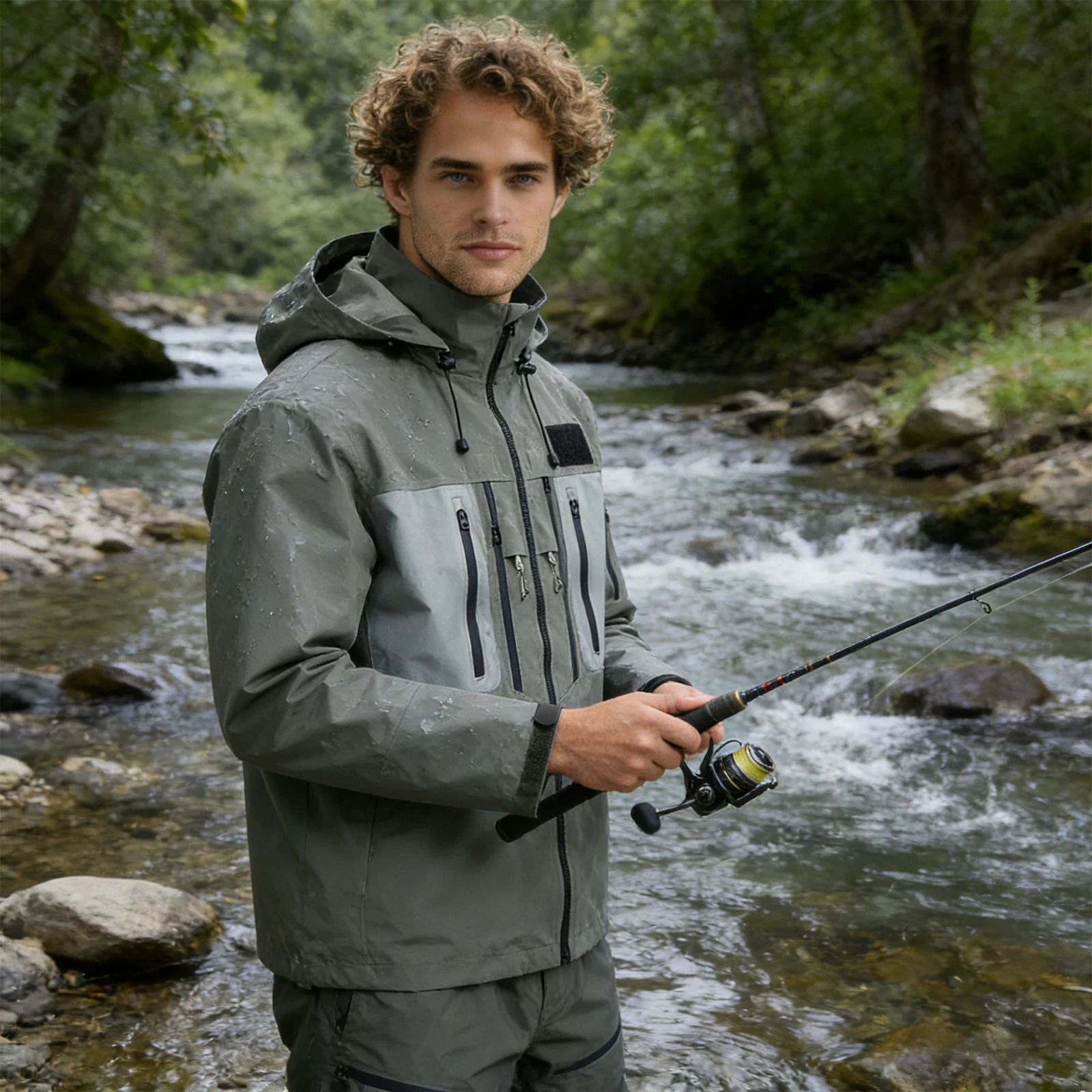 Mens Waterproof Fly Fishing Hiking Hood Jacket 3layer Breathable Windproof Clothing Hardshell Coat 260922