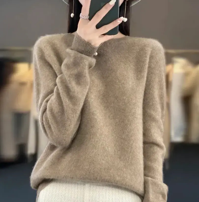 Women Pajamas Fashio Merino Wool Sweater Cashmere Pullover Women Knitwear V Neck Long Sleeve Autumn Winter Fashion Basic loungewear Clothing Tops Sl