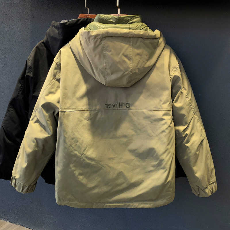 new Men's Down Parkas Winter workwear hooded men's down jacket versatile trendy brand fashionable simple high-end warm outdoor clothes C26