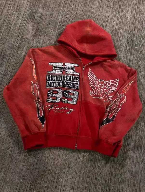 Men's Hoodies Sweatshirts 2025 European and American Fashion Casual Oversized Hoodie Men Y2k Retro Anime Jacket Gothic Harajuku Zipper Sweatshi