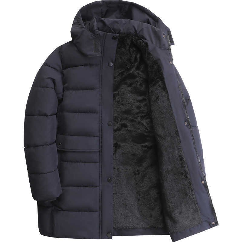 Hood Men's Down Parkas Detachable New Style Fleece Lined Thick Cotton Coat Solid Color Casual All Match Winter Padded Jacket For Men Women C260