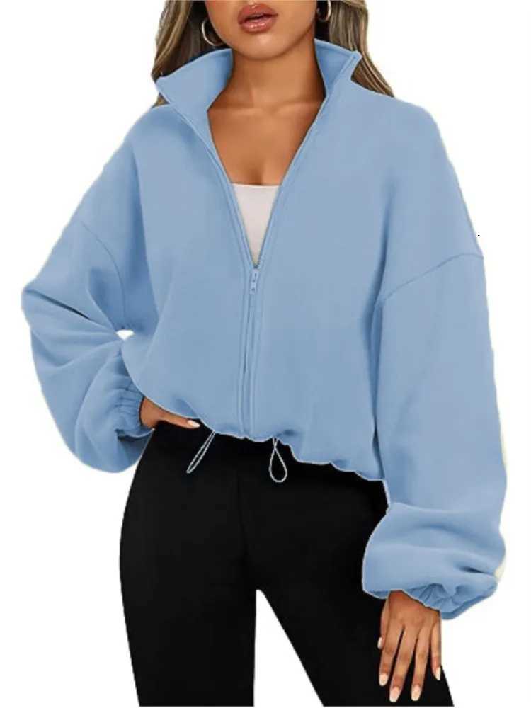 Women's Jackets Women's Sporty Coat Fleece-lined Casual Loose Running Crop Tops Zipper Long Sleeve Fitness Sweatshirts Warm Coat Yoga Swea