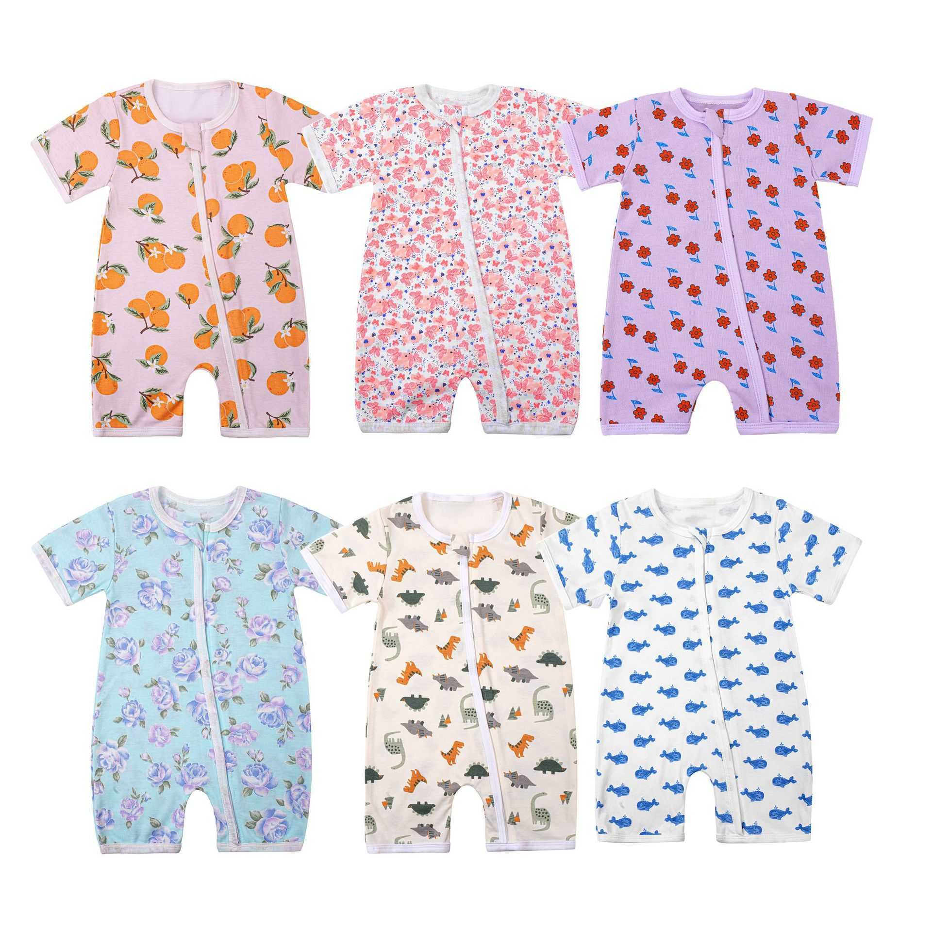 Baby zipper romper cute printed jumpsuit cartoon pattern fourcorner design Q260919