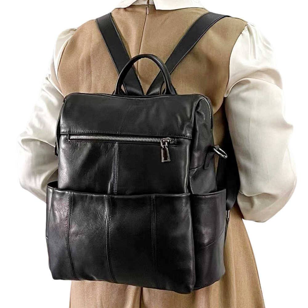 Stile casual quotidiano Zaino in pelle Zaino in pelle Multifunzionale Donna Borse a tracolla in vera pelle Borsa da viaggio in pelle di vacchetta mo