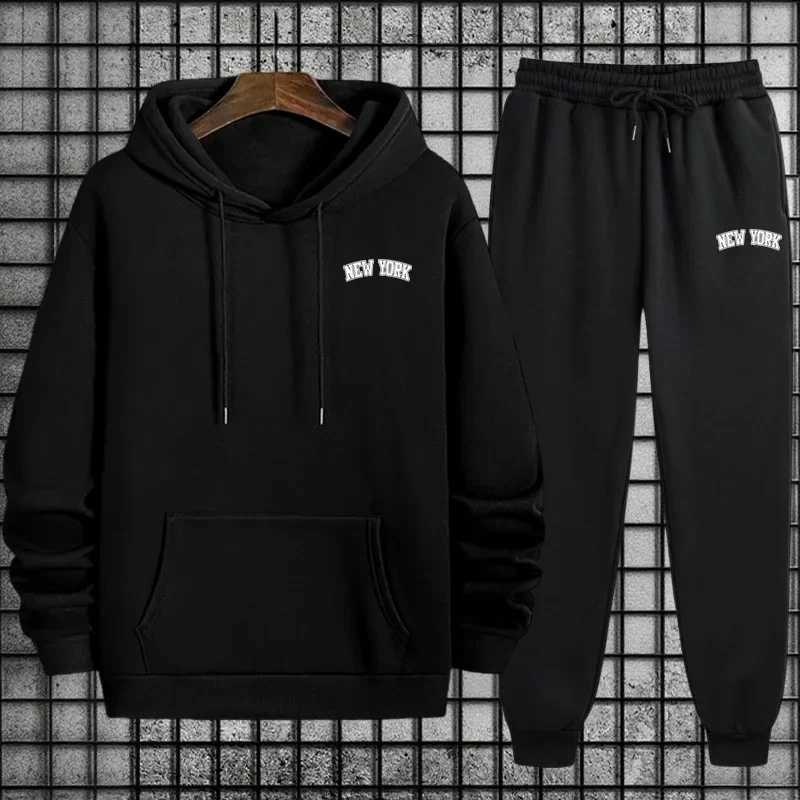 Hot 2025 Men's Tracksuits Sale Mens Sportswear 2pcs Set Hoodie and Sweatpants Autumn Winter Daily Casual Sporty Jogging Suit Urban Fashion Outf