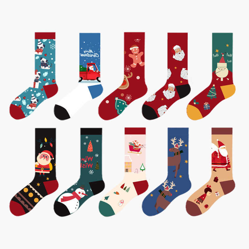 2024 new creative Christmas socks featuring snowman and Santa Claus cartoon designs mid-calf length suitable for autumn and winter T260922