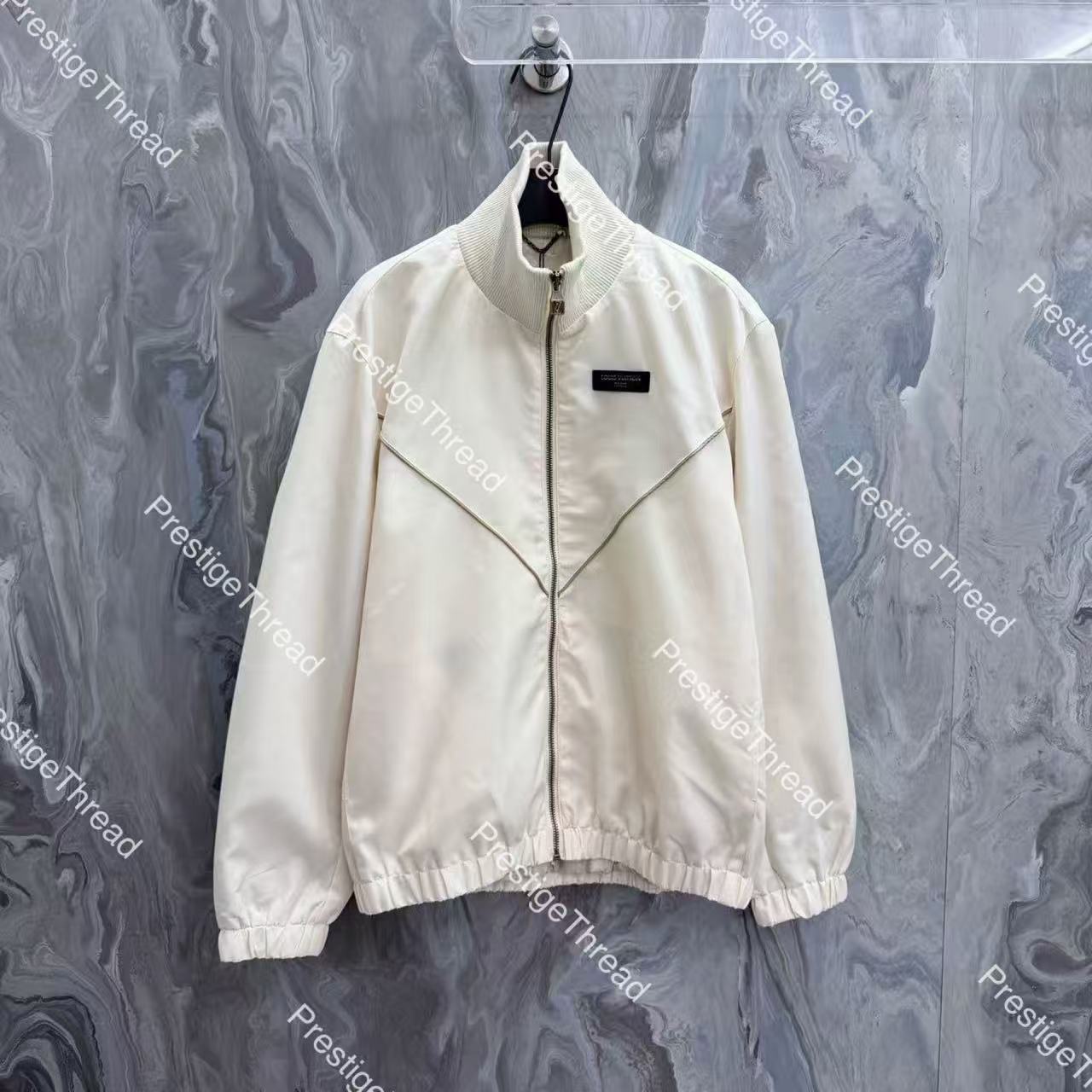26 New Early Autumn Collection Solid Color Ribbed Satin Sports High-Neck Jacket with Side Pockets Designer Men's Jackets Unisex