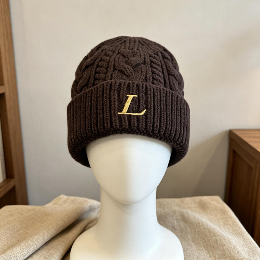 Bonnet Knitted Woolen Beanies Classic Solid Color Letter Embroidery Thickened Warm Simple Hip Hop Rock Daily Outdoor Match