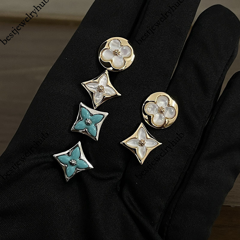 Designer Jewelry Louisevuits New model of real gold-plated with diamond-shaped vintage pattern, natural white mother-of-pearl, square and round amaz