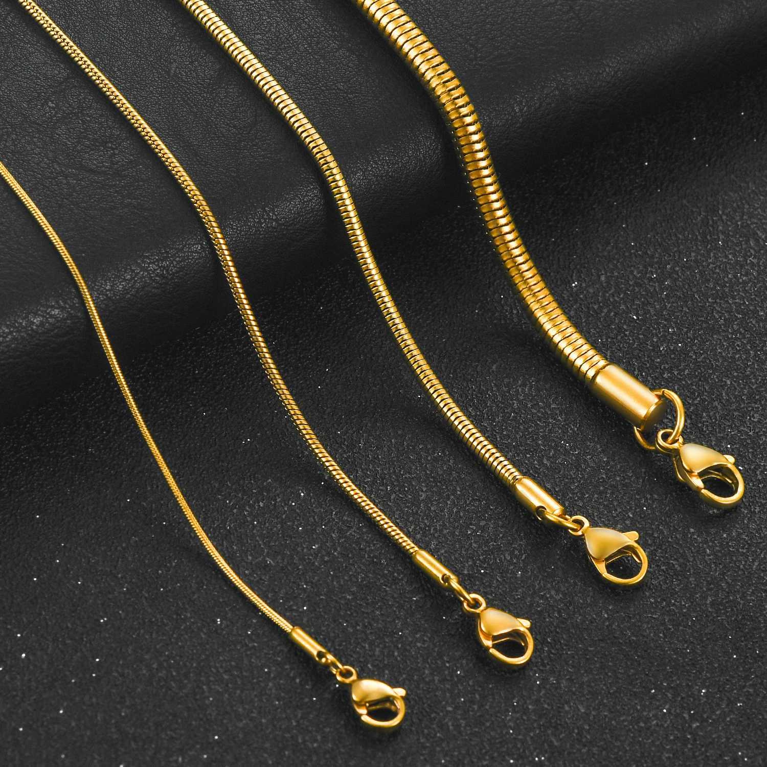 Pendant Necklaces 1/1.5/2.4/4mm Basic Stainless Steel Round Snake Chain Necklace Gold Color Plated Choker on Neck Clavicle Jewelry Accessories X2609