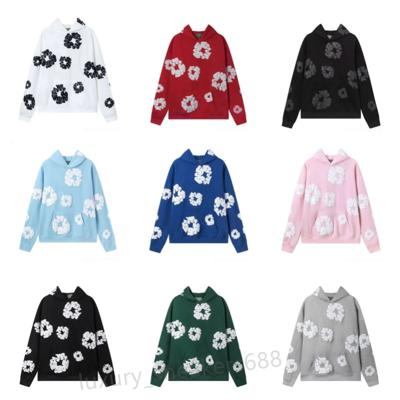Desnim Hoodie Designer Kids Spring Winter Vintage Luxury Fashion Foam Printing Red Flower Hoodie Boys Girls Sweatpants Sweater Jackets Denim Hoodie