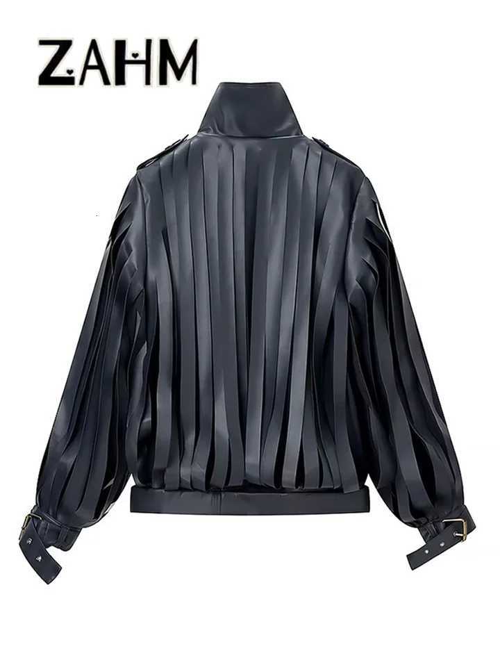 Women's Jackets Fashion Tassels Women's Pu Leather Jacket Turn-Down Collar Full Sleeve Lace Up Lady Jackets 2026 Spring Female Streetwear