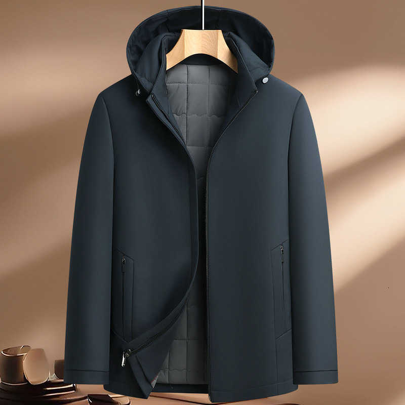 Business Men's Down Casual Parkas Men's Hooded Cotton-Padded Jackets Autumn Winter Hat Detachable Thick Warm Coats Outwear Loose Windproof