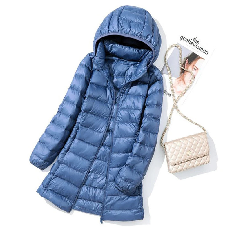 SEDUTMO Winter Long Womens Down Coat Ultra Light Thin Puffer Jacket Slim Casual Remove Hooded Parka ED1580 260921