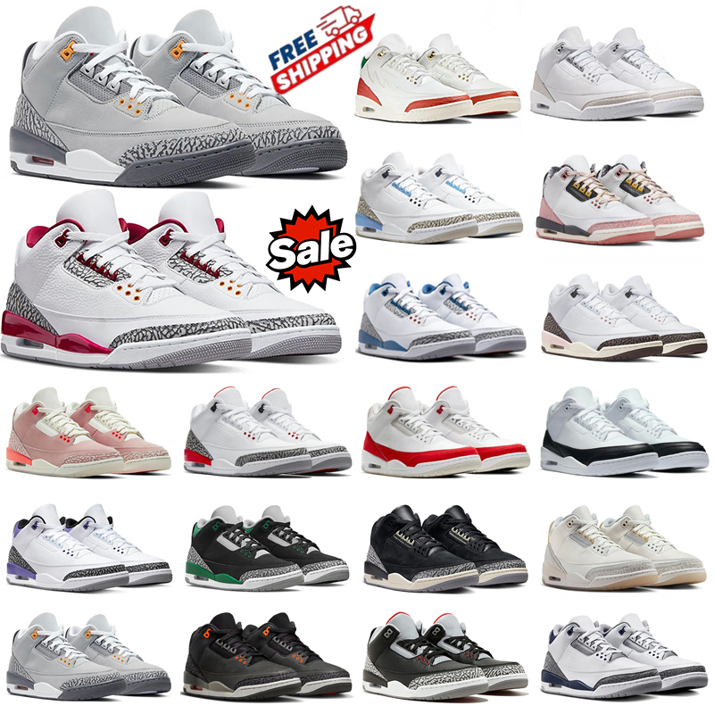 Free shipping designer basketball Shoes 3 3s Men Women casual Shoes Black Cat Pine Red Green Dark Iris Muslin Cool Grey Breathable Outdoor Trainers