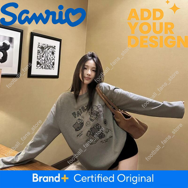 Hello Kittys Printed Long Sleeved T-Shirt Women's Pure Cotton Personalized Trendy Brand Spring Autumn Versatile Tops Popular Ins ad