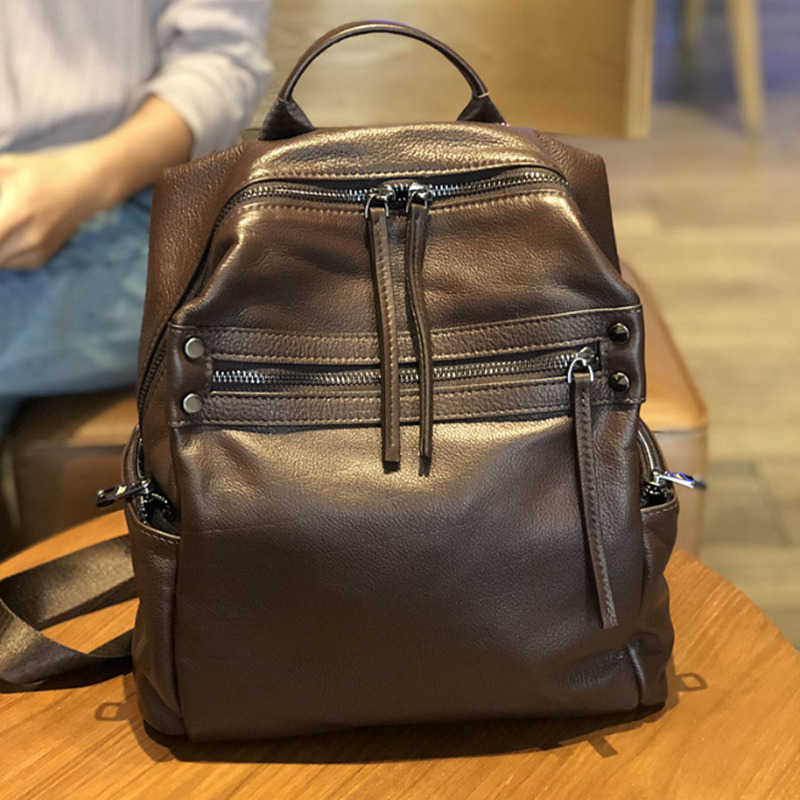 soft Backpack new Style 2026 leather Korean version large capacity weekend holiday trackpack cowhide leather backpack male female H260922