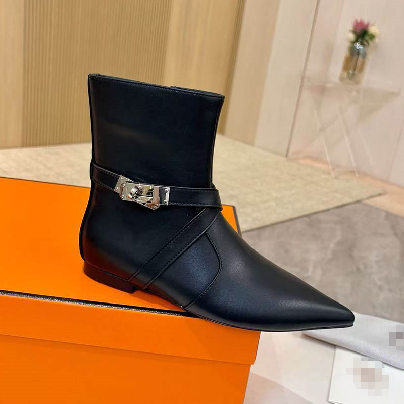 Stivaletti alla caviglia da donna belli Stivaletti a punta in vera pelle con cerniera laterale Stivaletti neri da donna Moda quotidiana streetwear 2