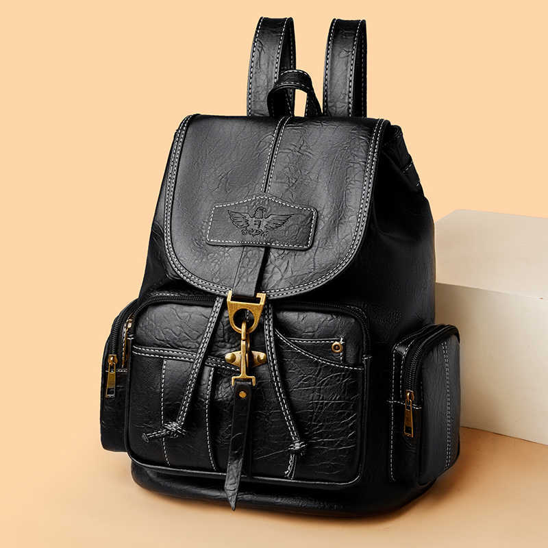 Backpack Style New Leather Purses and Handbags Casual High-capacity Backpack for Women Fashion Vintage Design Ladies Traveling Bag H260922