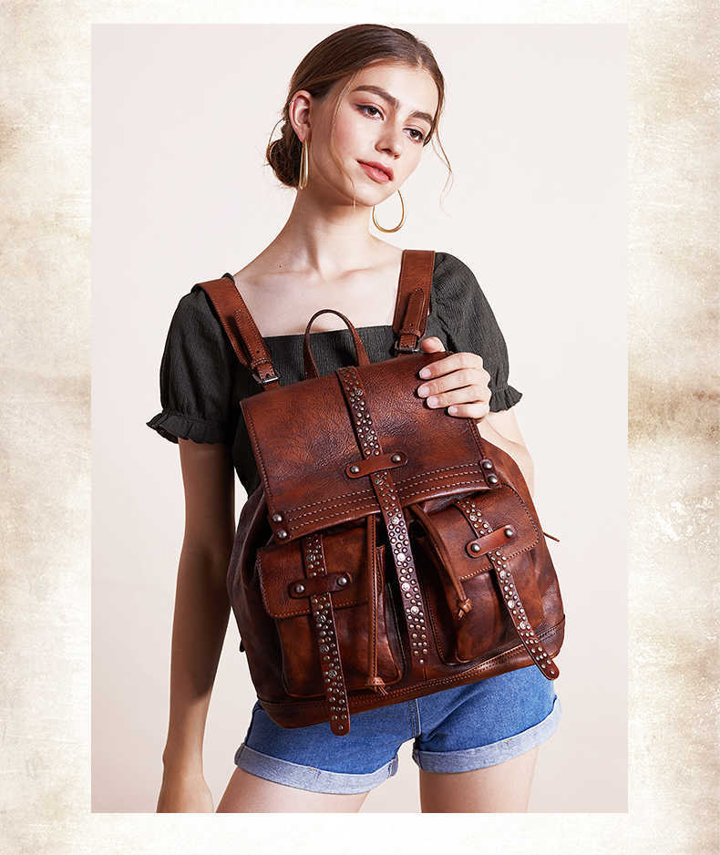 Genuine Backpack New Style 2025 Leather Women Backpack Female Leisure Travel Backpacks Top Layer Soft Cowhide Large C H260922