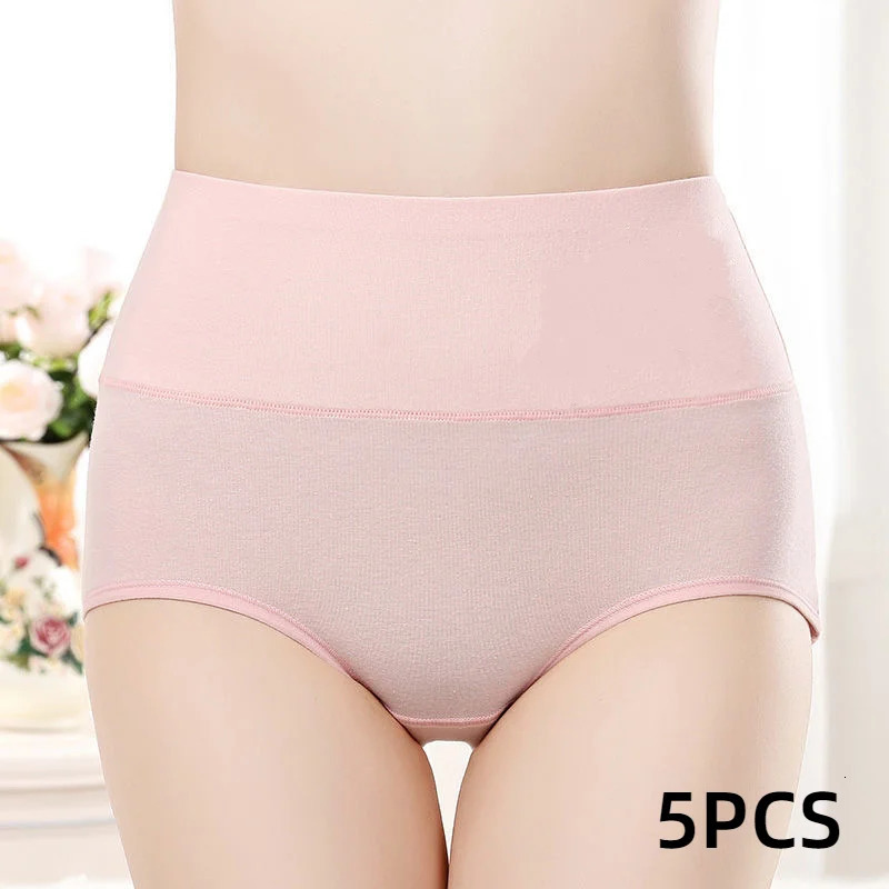 5PCS High Waist Cotton Panties Women Body Shaper Underwear Plus Size XL-4XL Fashion Girls Briefs Seamless Sexy Female Lingerie 260922
