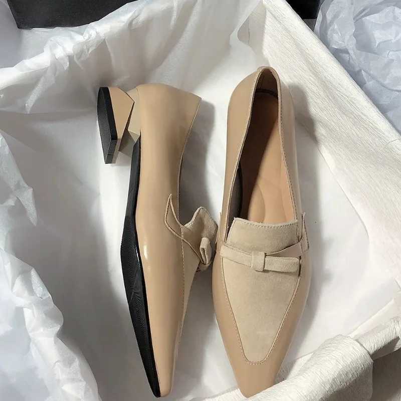 New 2025 Dress Wen's Shoes Square Toe Slip- Pumps Thick Med Heel Style High Quality Soft Cfortable Daily Heeled Shoes Wan J260922