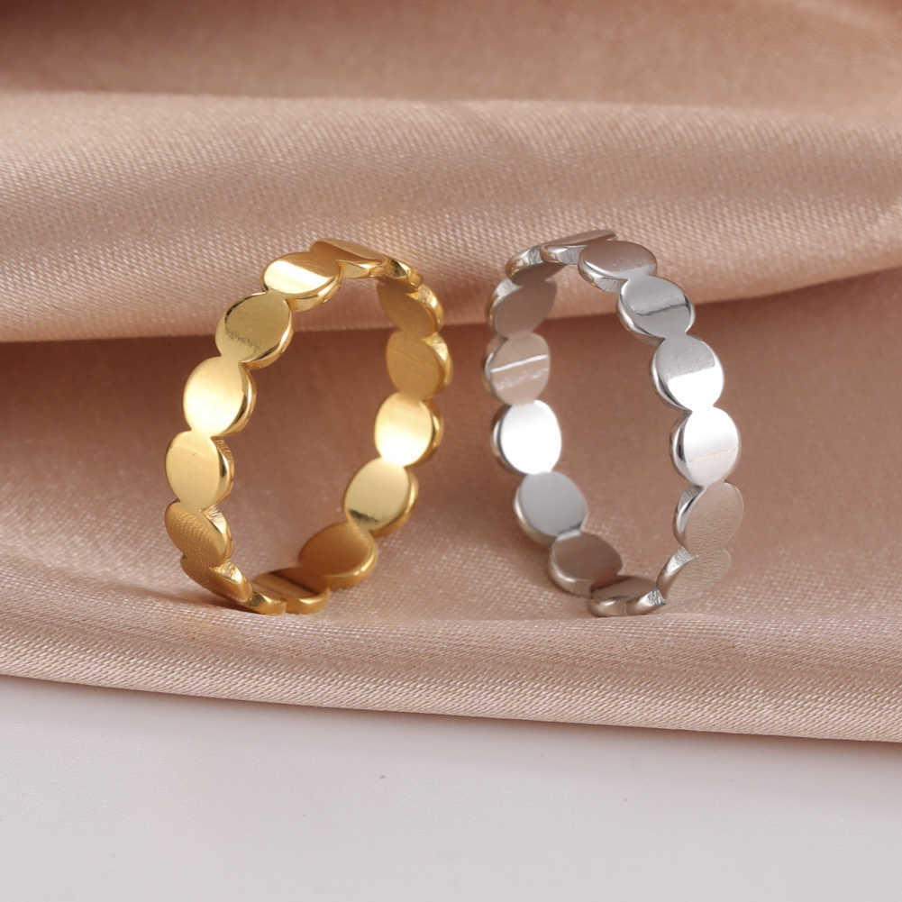 Rings Skyrim Band Fashion Geometric Round Minimalist Rings for Women Gold Color Stainless Steel Ring Wedding Party Jewelry WholesaleT260922