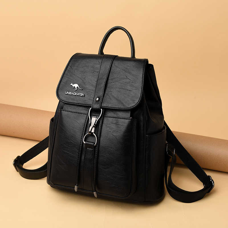 Women New Backpack Style Backpack Vintage Travel Soft Leather Backpack Large Capacity Bookbag High Quality School Bags for Teenage H260922