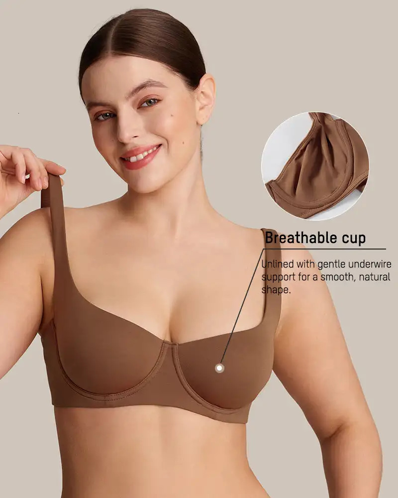 Reggiseno a balconcino senza fodera con ferretto di grandi dimensioni, supporto completo, intimo, tinta unita, confortevole, sportivo, yoga, senza t