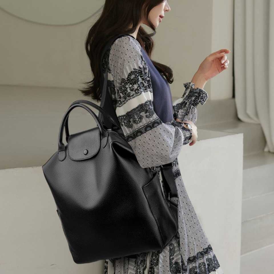 Cowhide Backpack Genuine Style 100% Leather Women Backpack Large Capacity School Back Pack Female Casual Travel Bagpack Rucksacks for Sac H260922