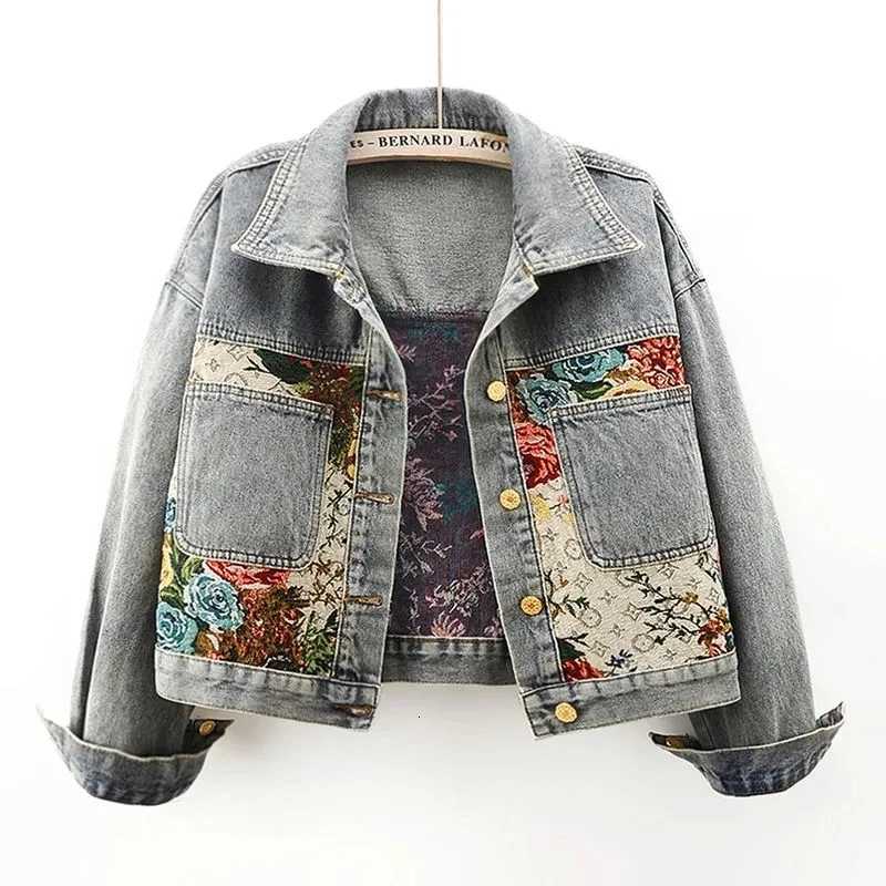 Women's Jackets Women's Denim Jacket 2024 New Splicing Fashion Loose Ladies Outerwear Comfortable Long Sleeve Elegant Female Cowboy Coat C