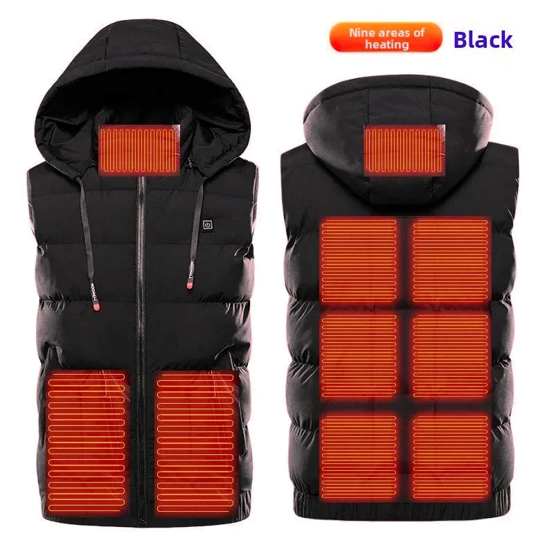 9Zone Heating Vest with Hood USB Electric Warm Waistcoat for Men Women Smart Jacket Outdoor Hiking Winter Sports 260922